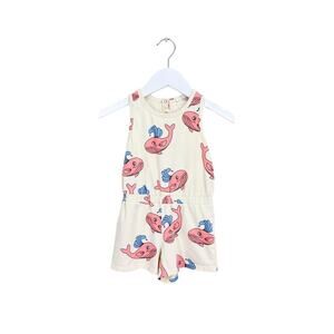 Mini Rodini Organic Whale All Over Print Sleeveless Playsuit Jumpsuit